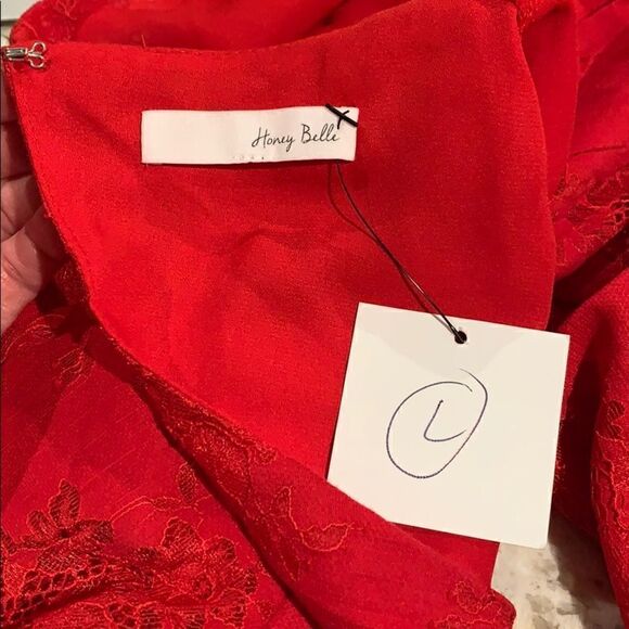 NWT honey belle sexy red lace open back romper size L - Picture 3 of 4